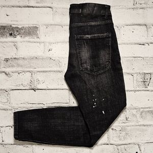 Zara Distressed Skinny Jeans Paint Splatter Black Denim Size 31